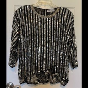 Vintage 80’s Evening Sequined Beaded Top Size Large Princess Collection